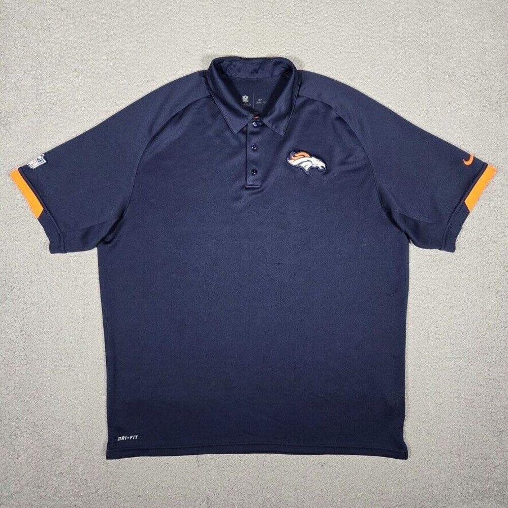 Nike Shirt Mens XL Blue NFL Onfield‎ Broncos Polo Performance Stretch Dri-Fit